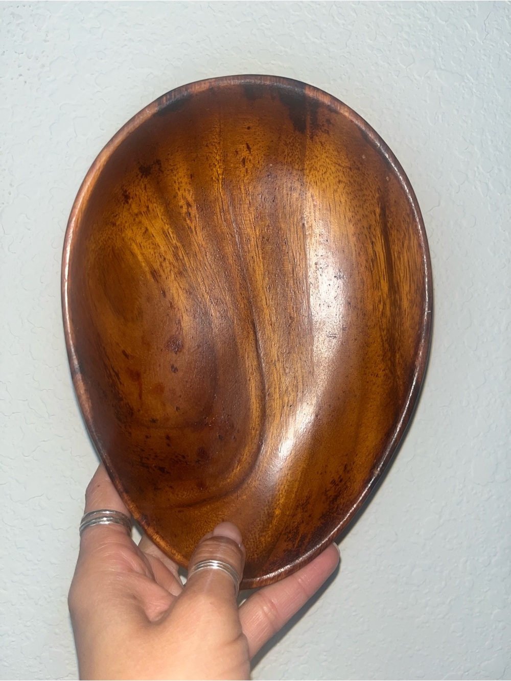 Handcrafted mid century Monkey Pod Wooden Serving Bowl